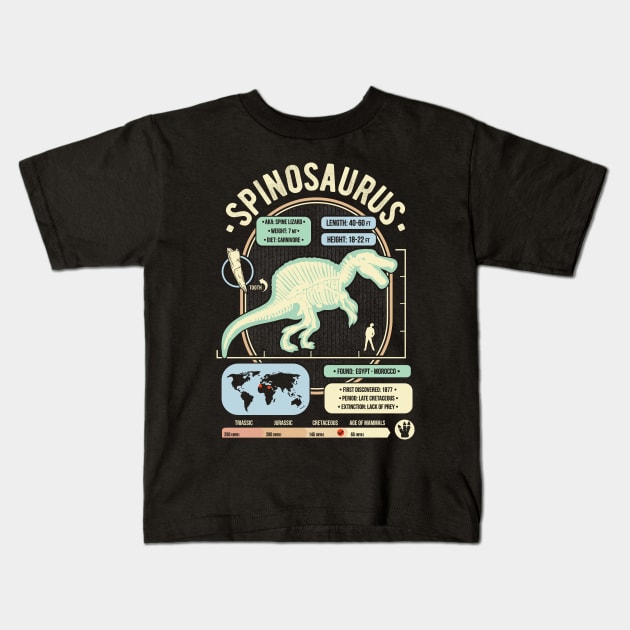 Dinosaur Facts - Spinosaurus Science & Anatomy Gift Kids T-Shirt by GeekMachine